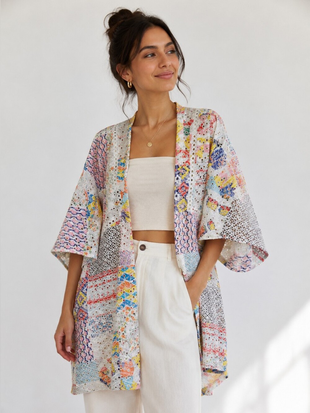 Rayne Patchwork Eyelet Kimono